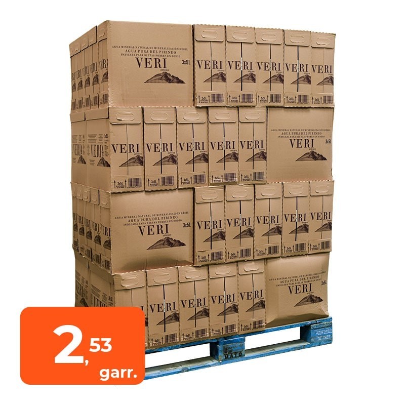 Agua mineral Veri 5 litros palet 180 garrafas