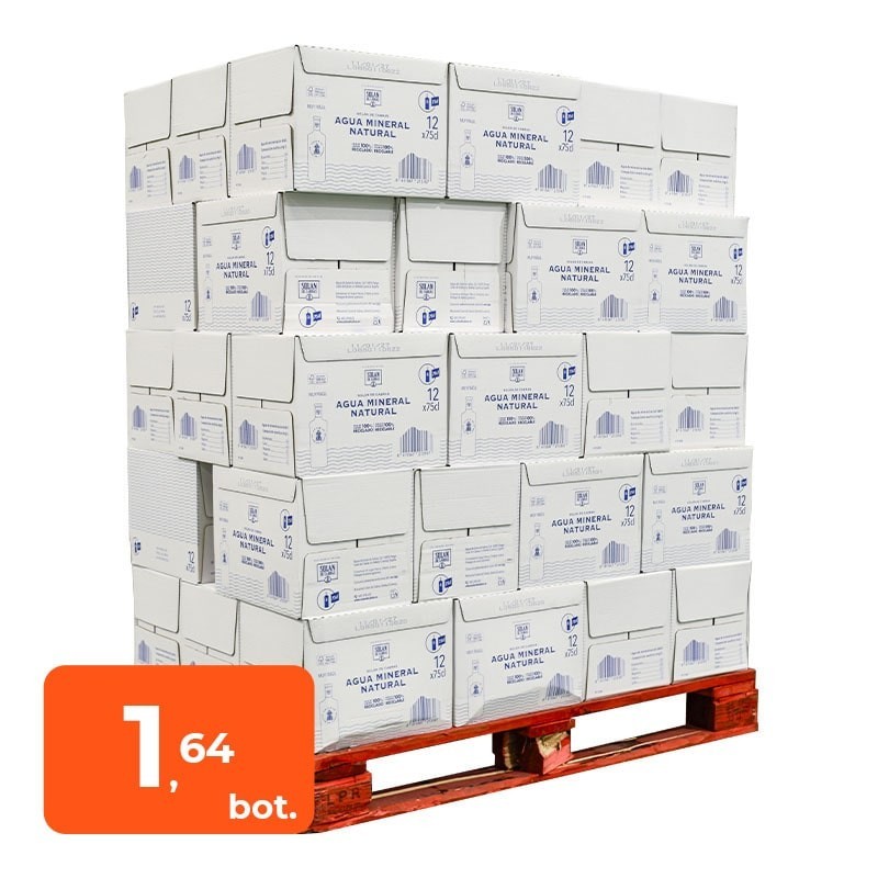 Agua mineral Solan de Cabras 750 ml palet 600 botellas cristal