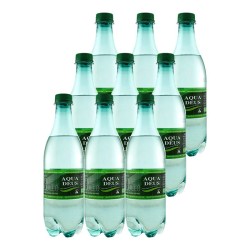 Agua mineral natural con gas Aquadeus 500 ml pack 9 botellas
