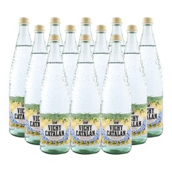 Agua mineral con gas Vichy Catalan 1 litro pack 12 botellas cristal
